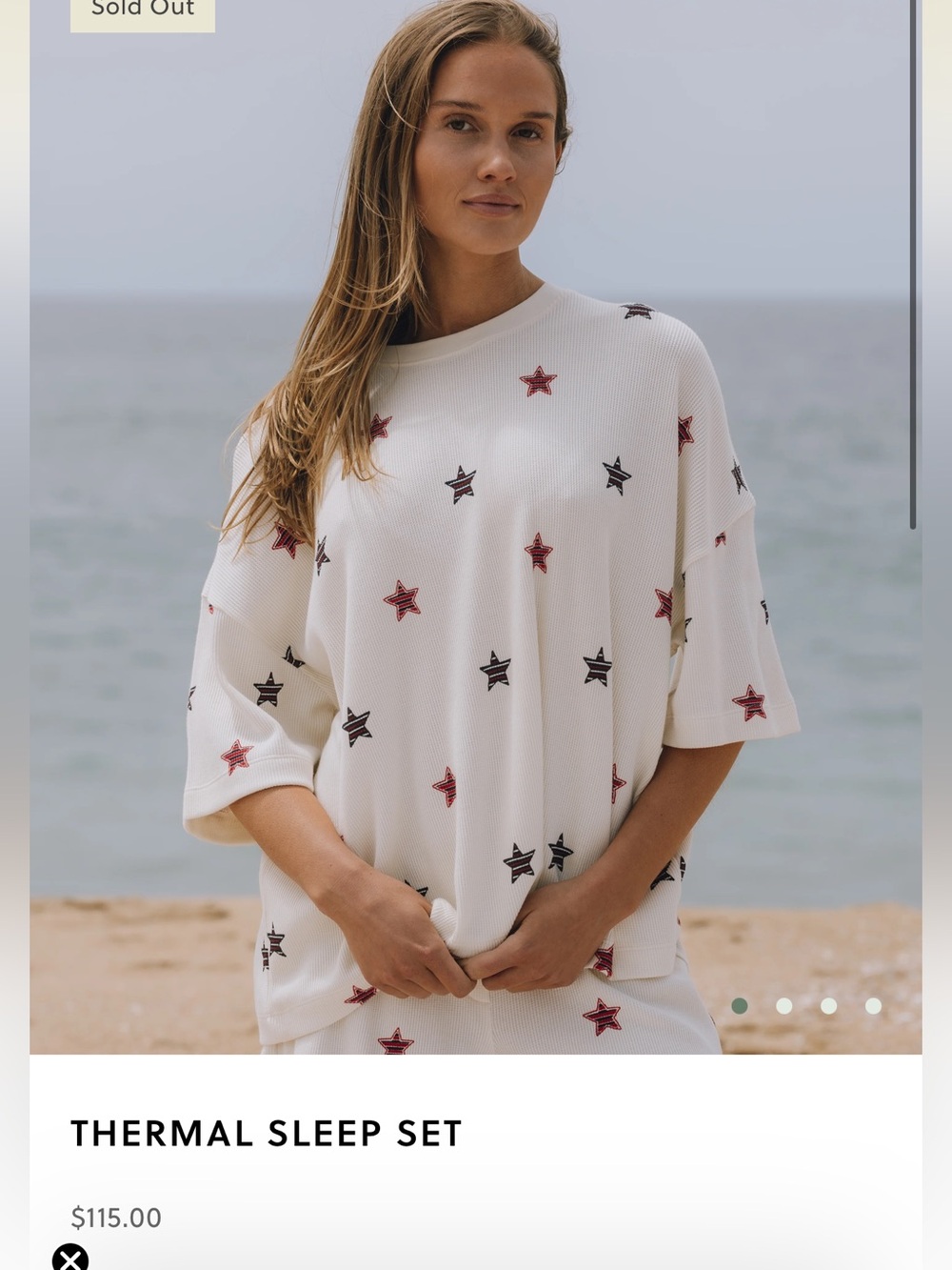 Daily Drills White Thermal Sleep Set with Red and Black Stars